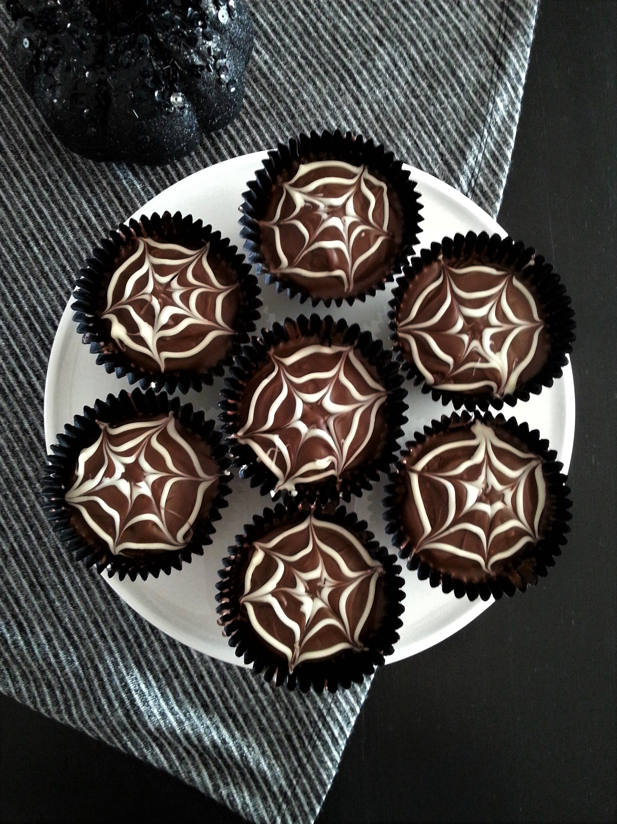 Dark Chocolate Spiderweb Cupcakes